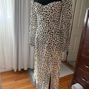 Reformation Black and White Spotted Midi Dress